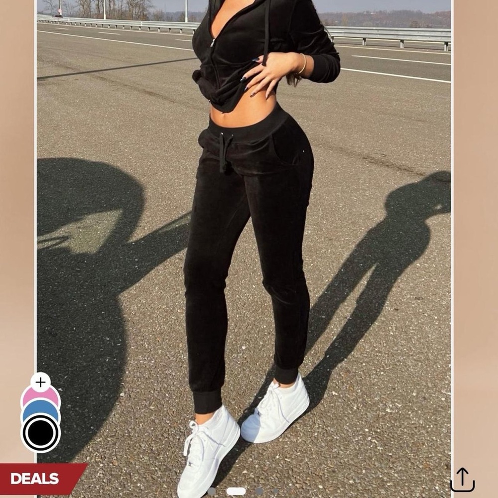 Fashion Nova The Original Trendsetter Velour Set Black